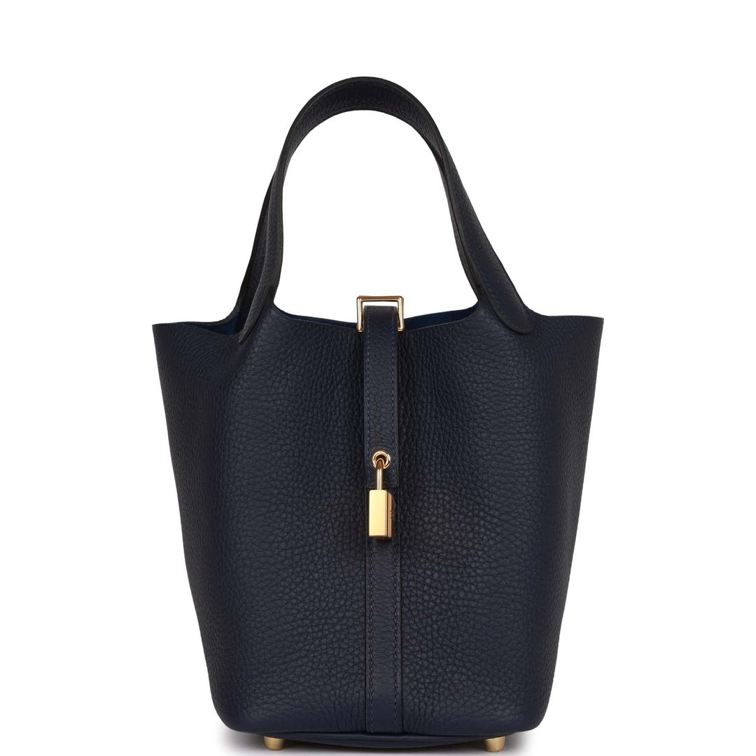 Top quality Hermes Picotin Lock 18 Bleu Nuit Clemence Gold Hardware