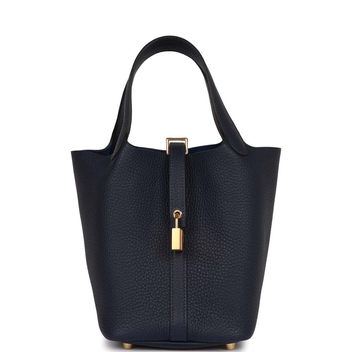 Top quality Hermes Picotin Lock 18 Bleu Nuit Clemence Gold Hardware