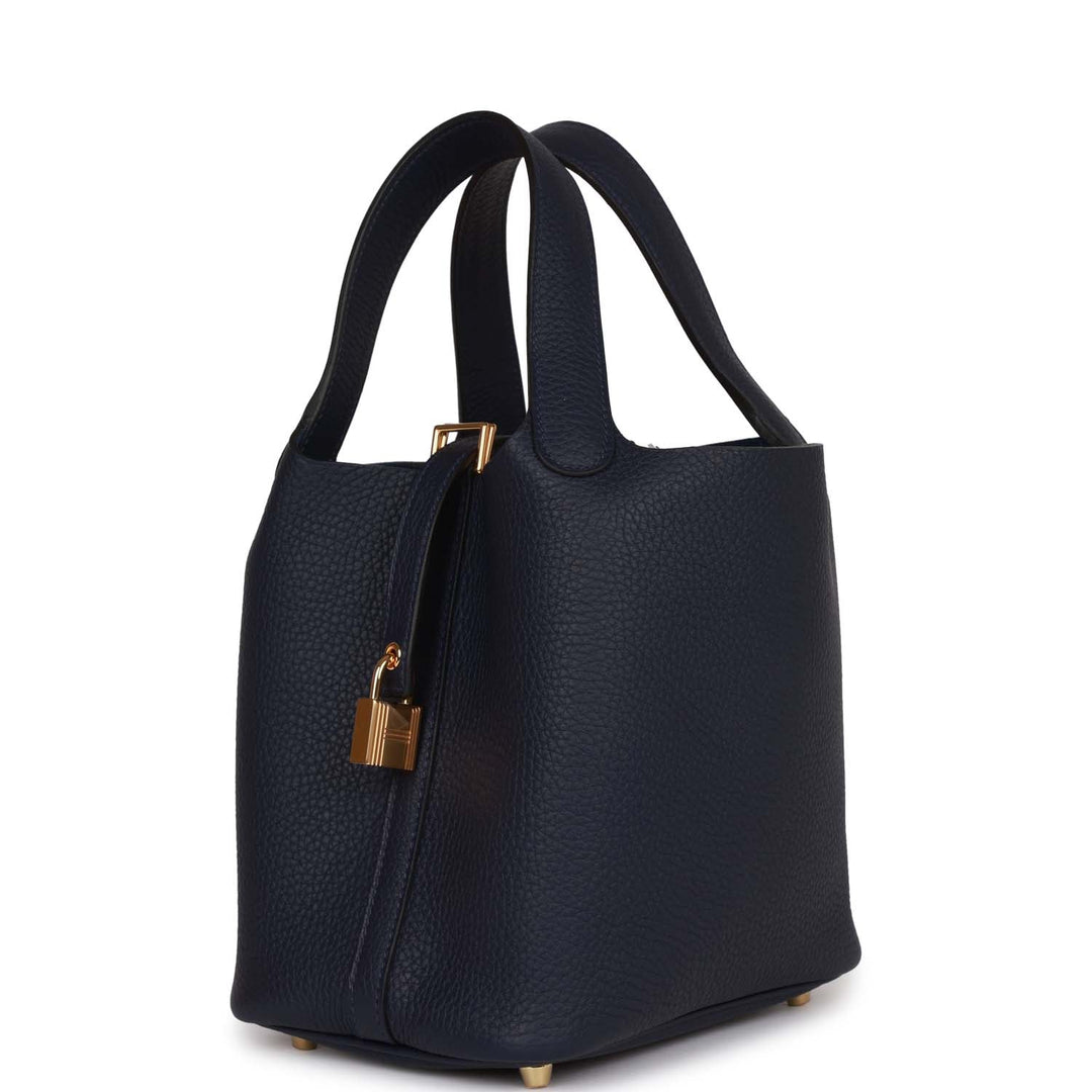 Top quality Hermes Picotin Lock 18 Bleu Nuit Clemence Gold Hardware