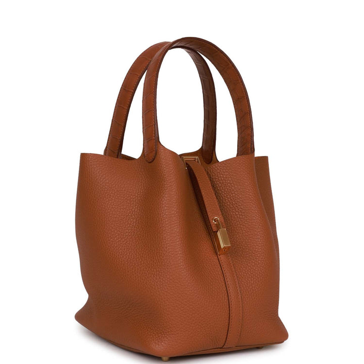 Top quality Hermes Picotin Lock 22 Gold Matte Alligator and Clemence Touch Gold Hardware