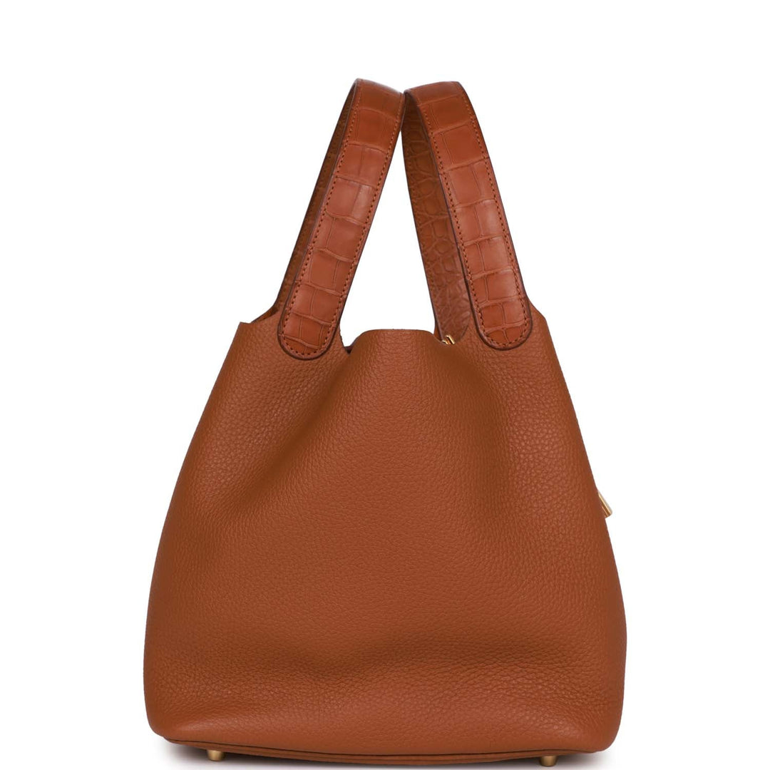 Top quality Hermes Picotin Lock 22 Gold Matte Alligator and Clemence Touch Gold Hardware