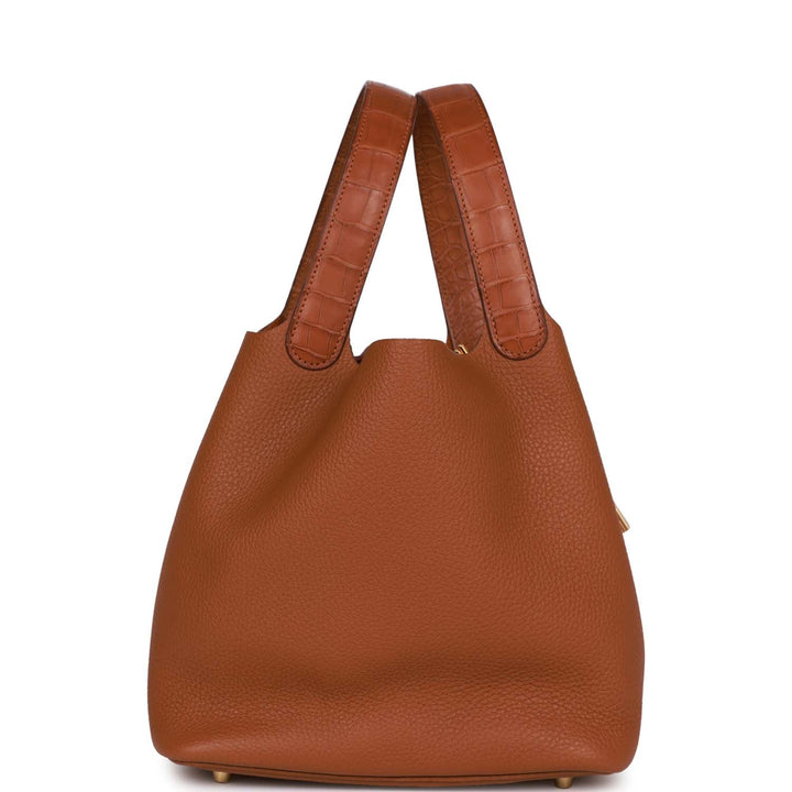 Top quality Hermes Picotin Lock 22 Gold Matte Alligator and Clemence Touch Gold Hardware