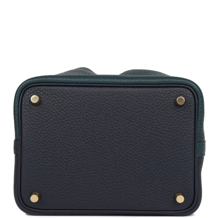 Top quality Hermes Picotin Lock 18 Casaque Vert Cypress, Bleu Nuit and Black Clemence Gold Hardware
