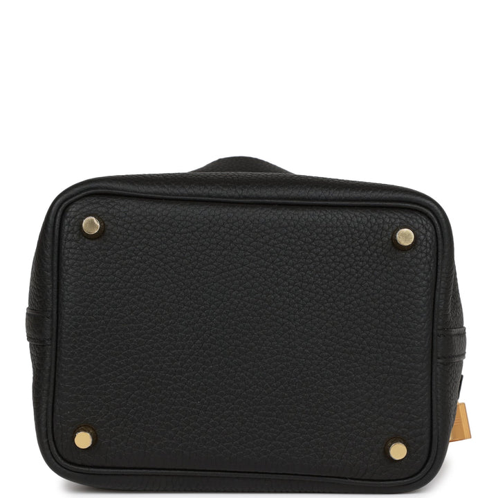 Top quality Hermes Picotin Lock 18 Black Matte Alligator and Clemence Touch Gold Hardware