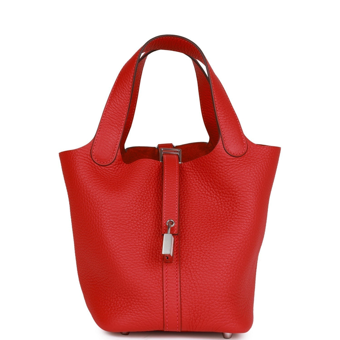 Top quality Hermes Picotin Lock 18 Vermillion Clemence Palladium Hardware