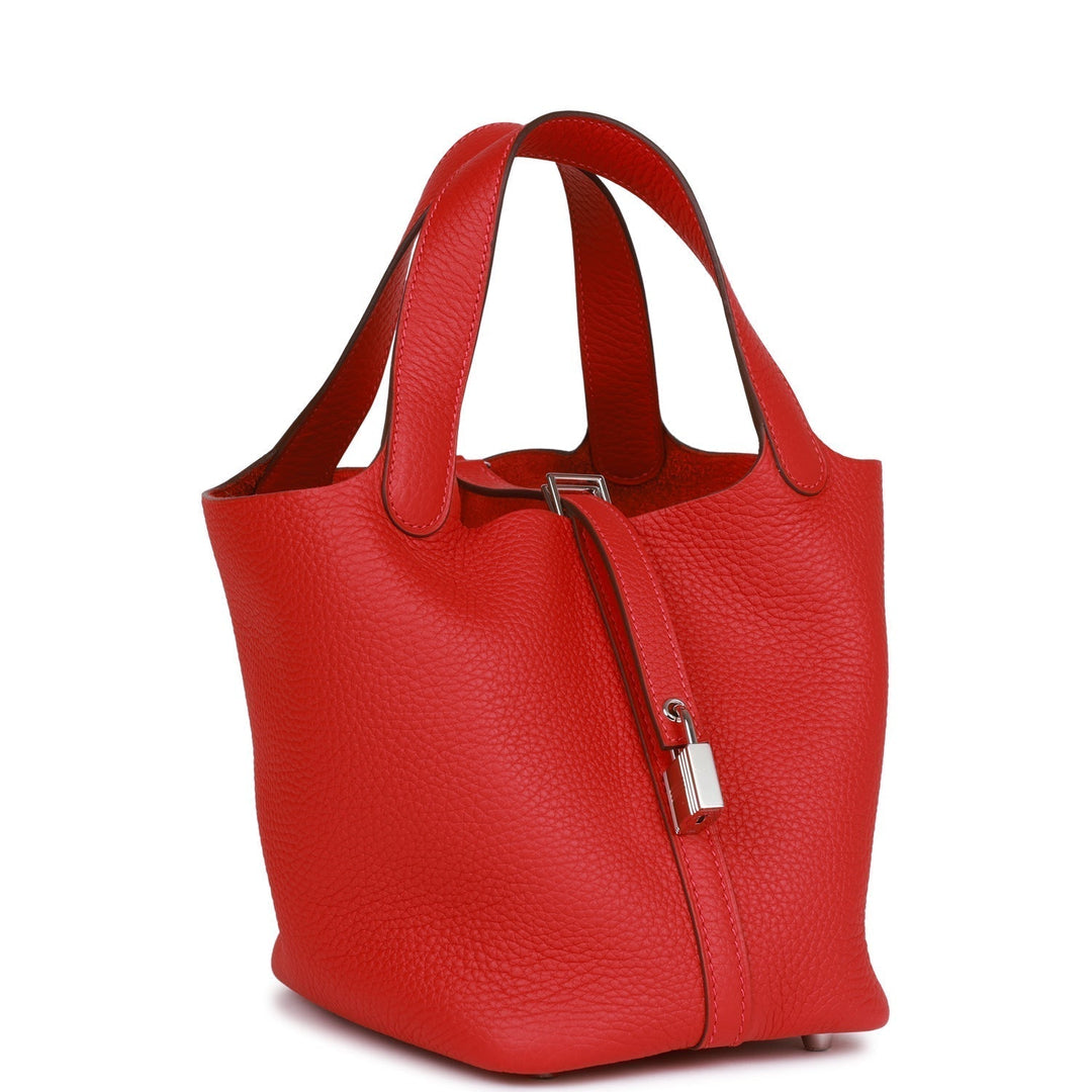 Top quality Hermes Picotin Lock 18 Vermillion Clemence Palladium Hardware