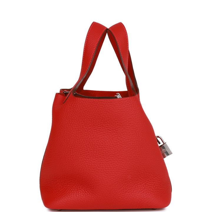 Top quality Hermes Picotin Lock 18 Vermillion Clemence Palladium Hardware