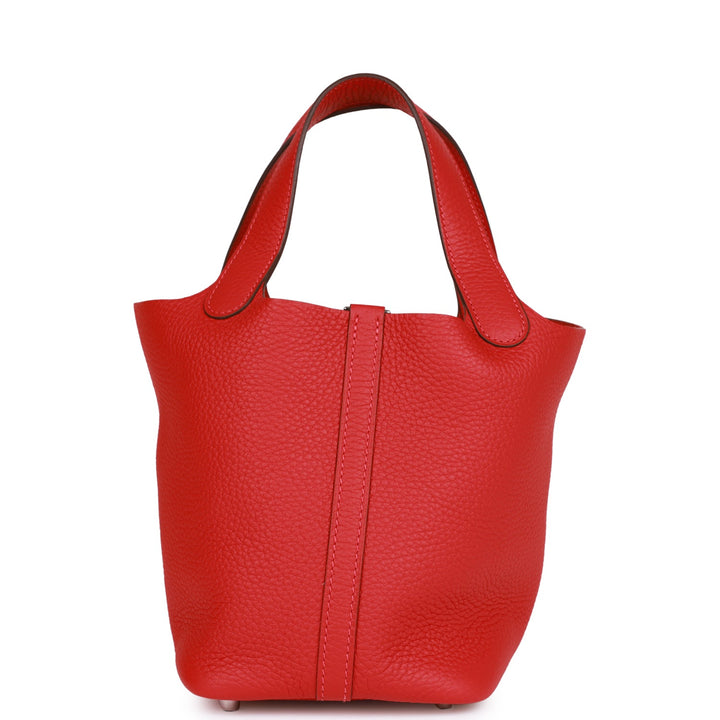 Top quality Hermes Picotin Lock 18 Vermillion Clemence Palladium Hardware