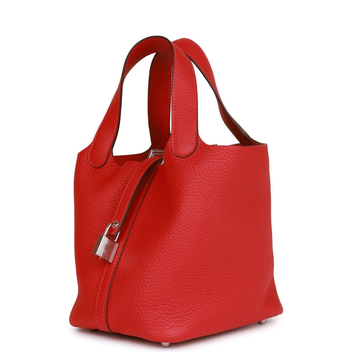 Top quality Hermes Picotin Lock 18 Vermillion Clemence Palladium Hardware