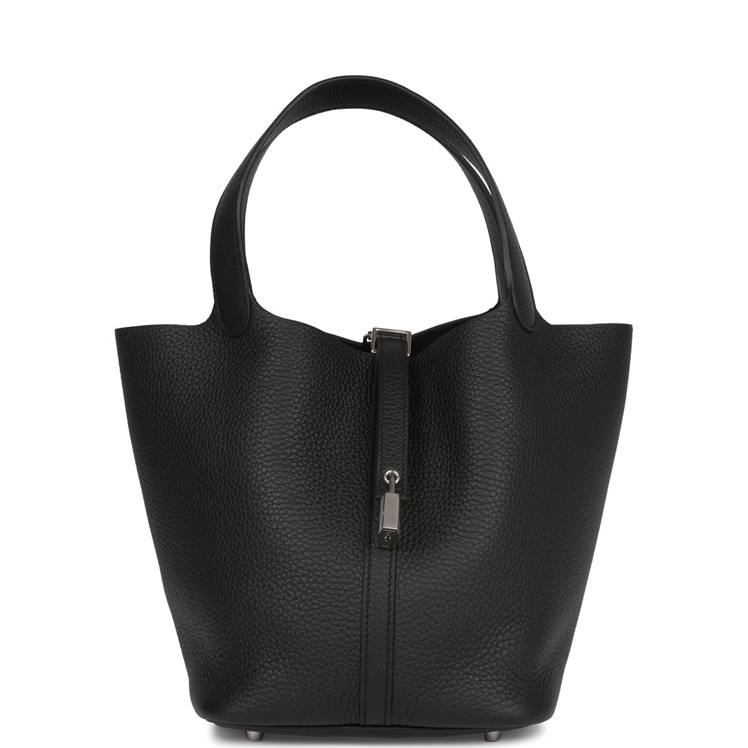 Top quality Hermes Picotin Lock 22 Black Clemence Palladium Hardware