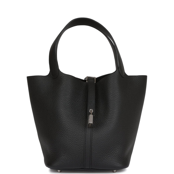 Top quality Hermes Picotin Lock 22 Black Clemence Palladium Hardware