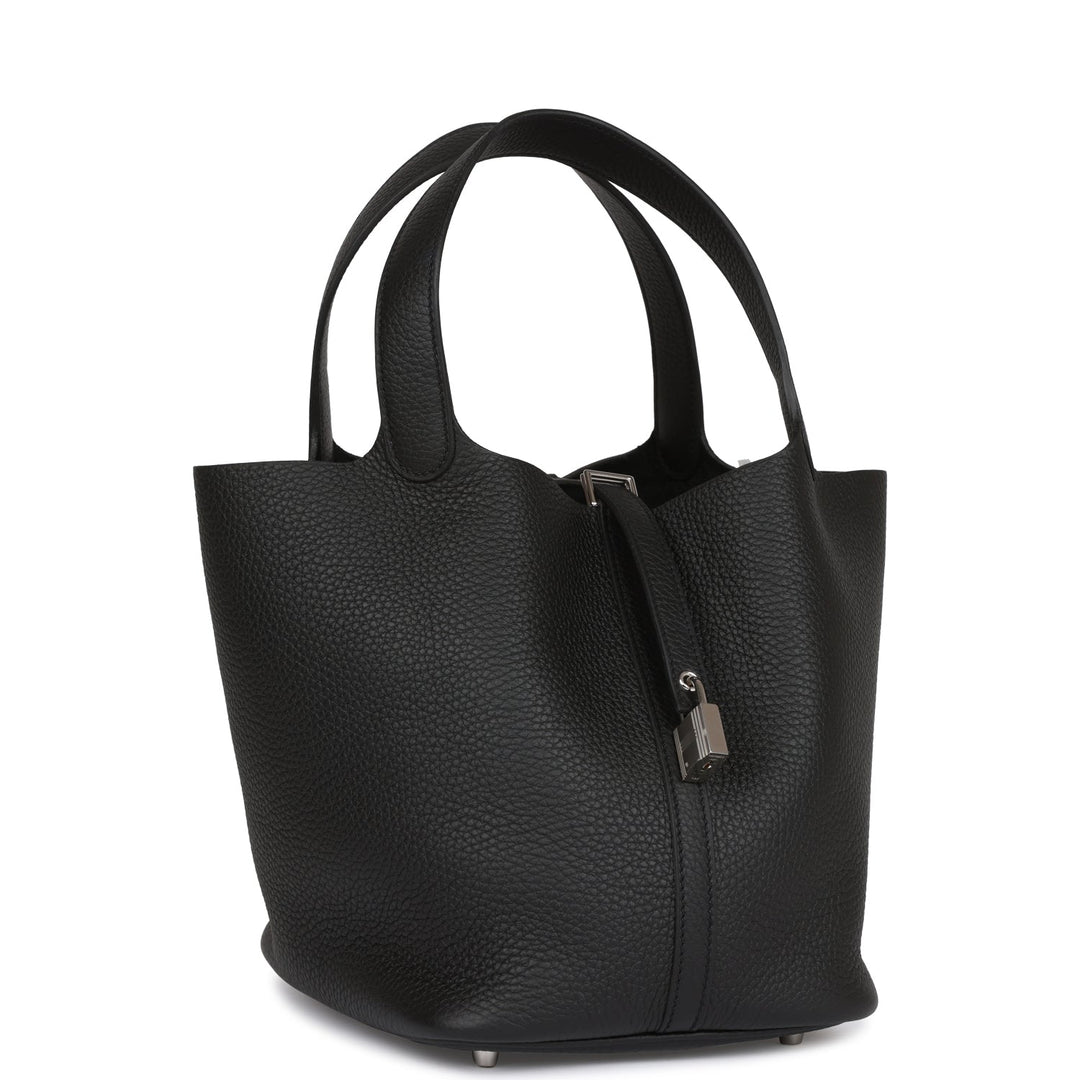 Top quality Hermes Picotin Lock 22 Black Clemence Palladium Hardware
