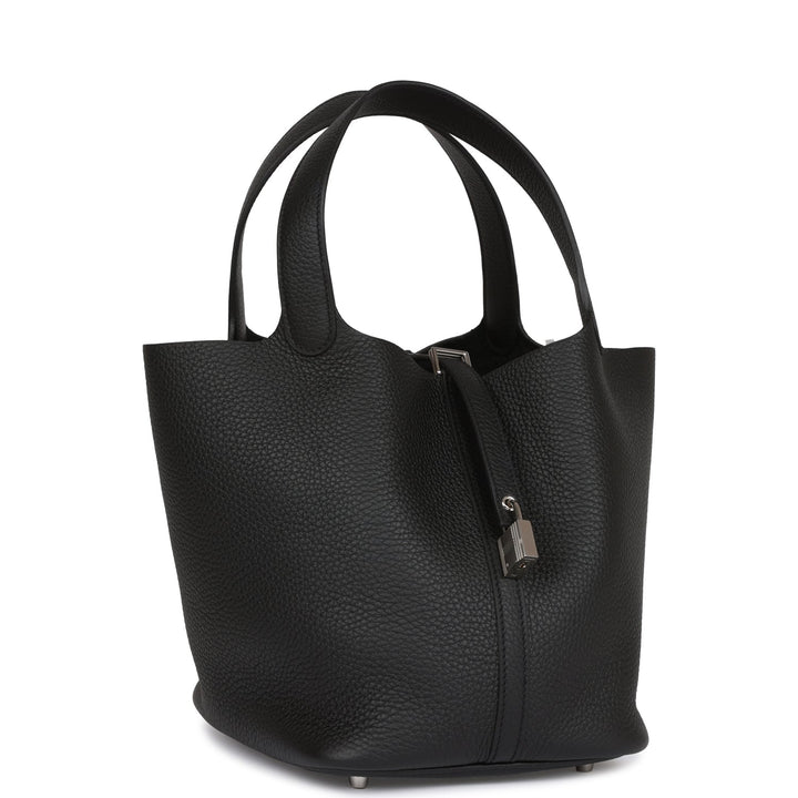 Top quality Hermes Picotin Lock 22 Black Clemence Palladium Hardware