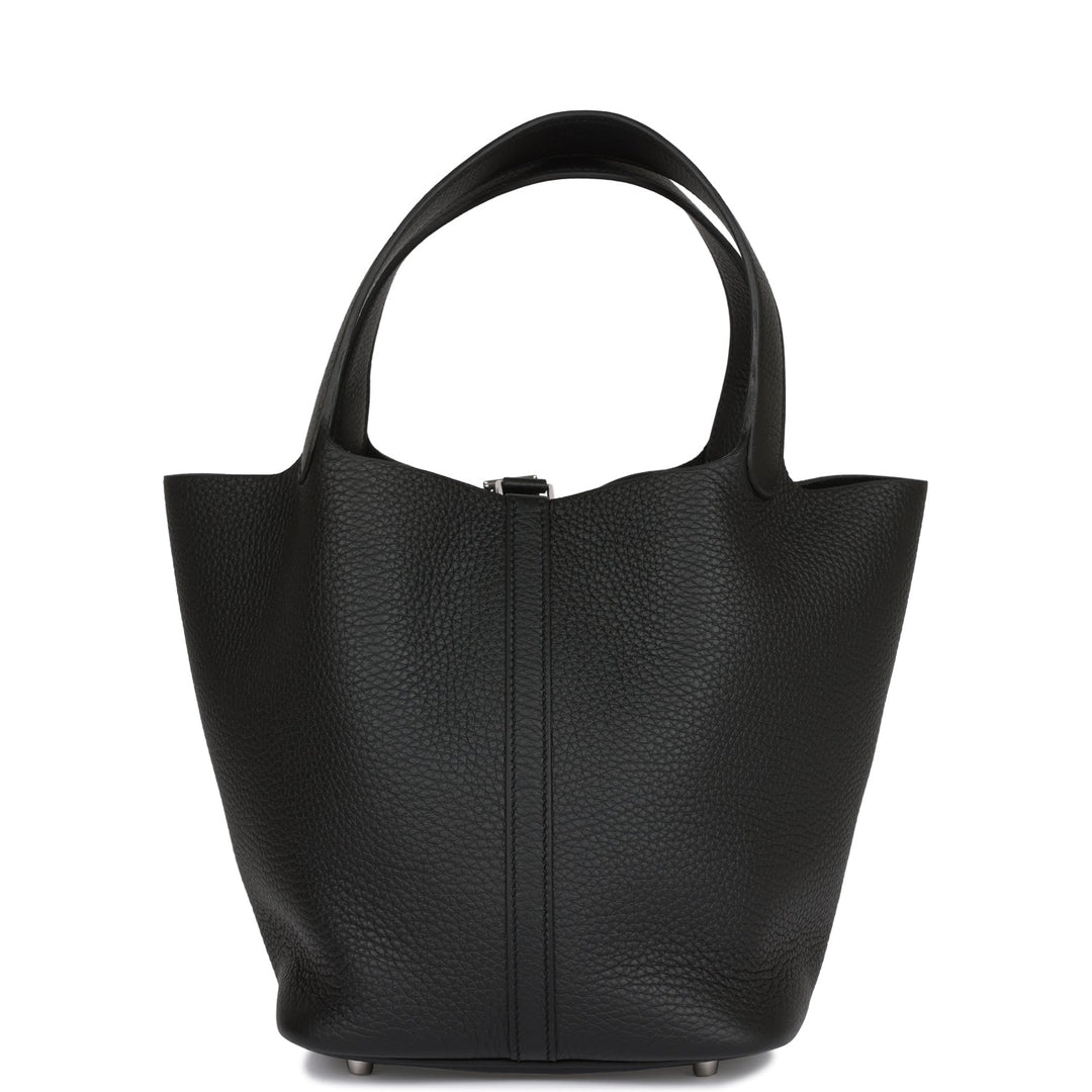 Top quality Hermes Picotin Lock 22 Black Clemence Palladium Hardware