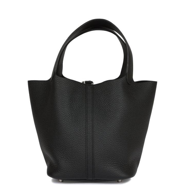 Top quality Hermes Picotin Lock 22 Black Clemence Palladium Hardware