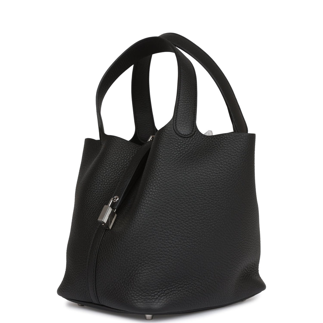 Top quality Hermes Picotin Lock 22 Black Clemence Palladium Hardware
