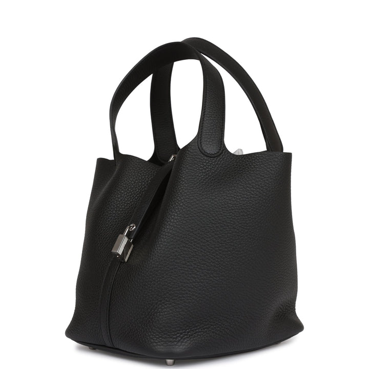 Top quality Hermes Picotin Lock 22 Black Clemence Palladium Hardware