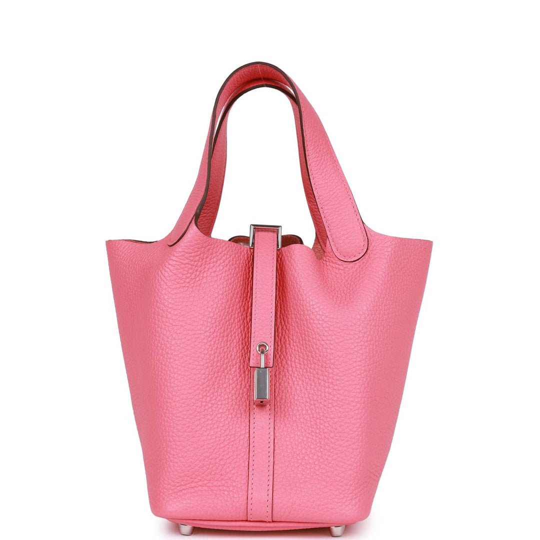 Top quality Hermes Picotin 18 Rose Azalee Clemence Palladium Hardware