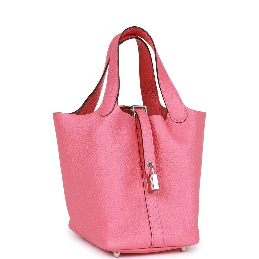 Top quality Hermes Picotin 18 Rose Azalee Clemence Palladium Hardware
