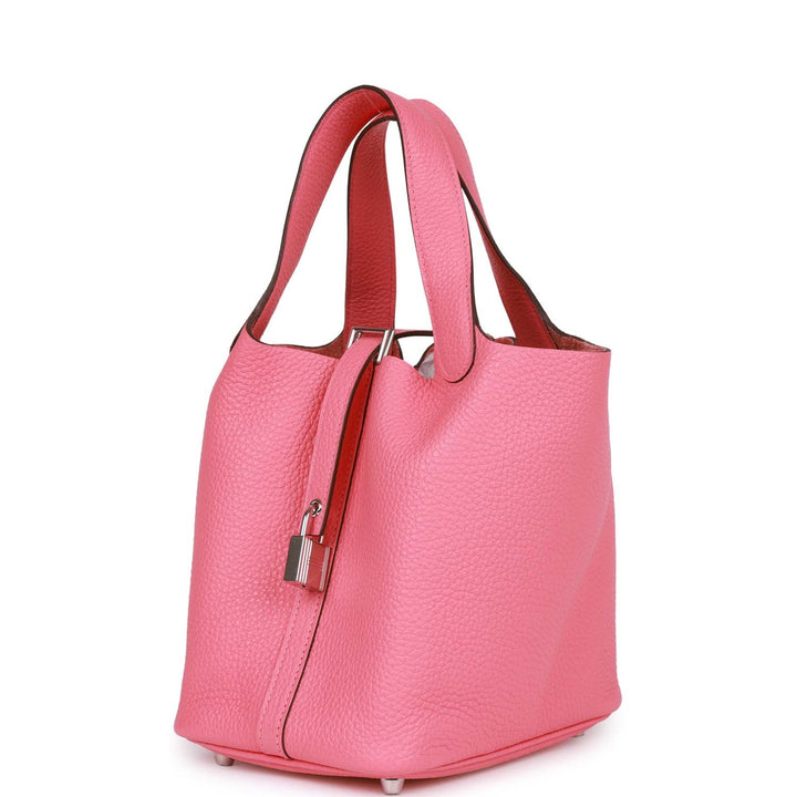 Top quality Hermes Picotin 18 Rose Azalee Clemence Palladium Hardware