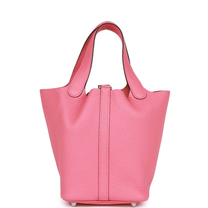 Top quality Hermes Picotin 18 Rose Azalee Clemence Palladium Hardware