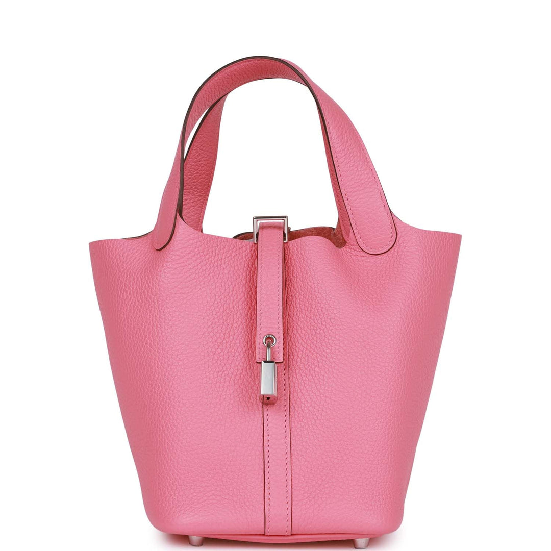 Top quality Hermes Picotin 18 Rose Azalee Clemence Palladium Hardware