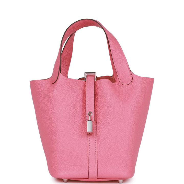 Top quality Hermes Picotin 18 Rose Azalee Clemence Palladium Hardware