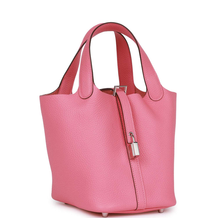 Top quality Hermes Picotin 18 Rose Azalee Clemence Palladium Hardware