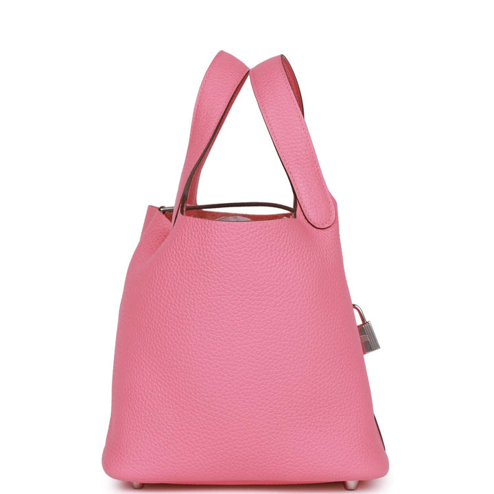 Top quality Hermes Picotin 18 Rose Azalee Clemence Palladium Hardware