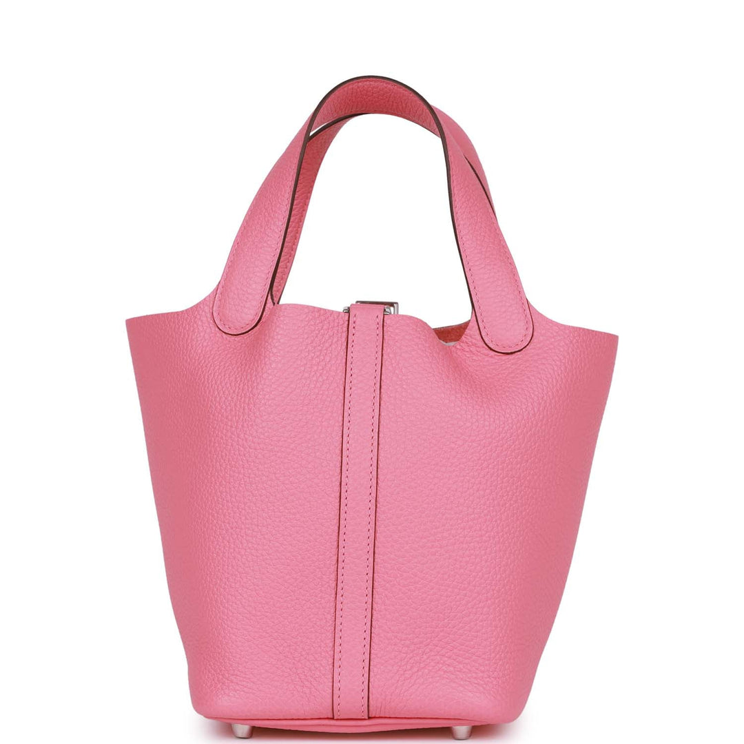 Top quality Hermes Picotin 18 Rose Azalee Clemence Palladium Hardware