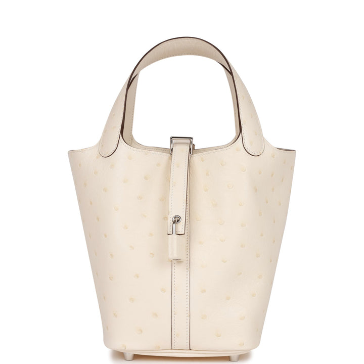 Top quality Hermes Picotin Lock 18 Nata Ostrich Palladium Hardware