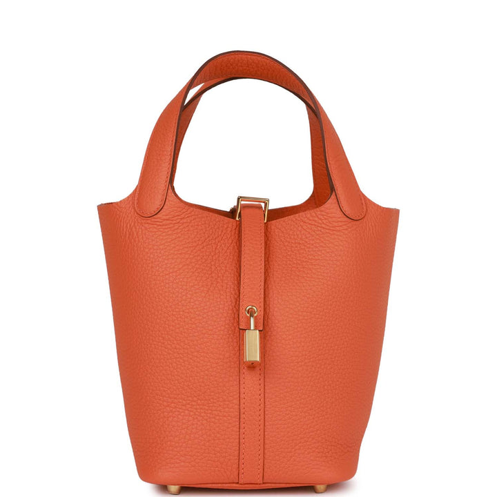 Top quality Hermes Picotin Lock 18 Orange Clemence Gold Hardware