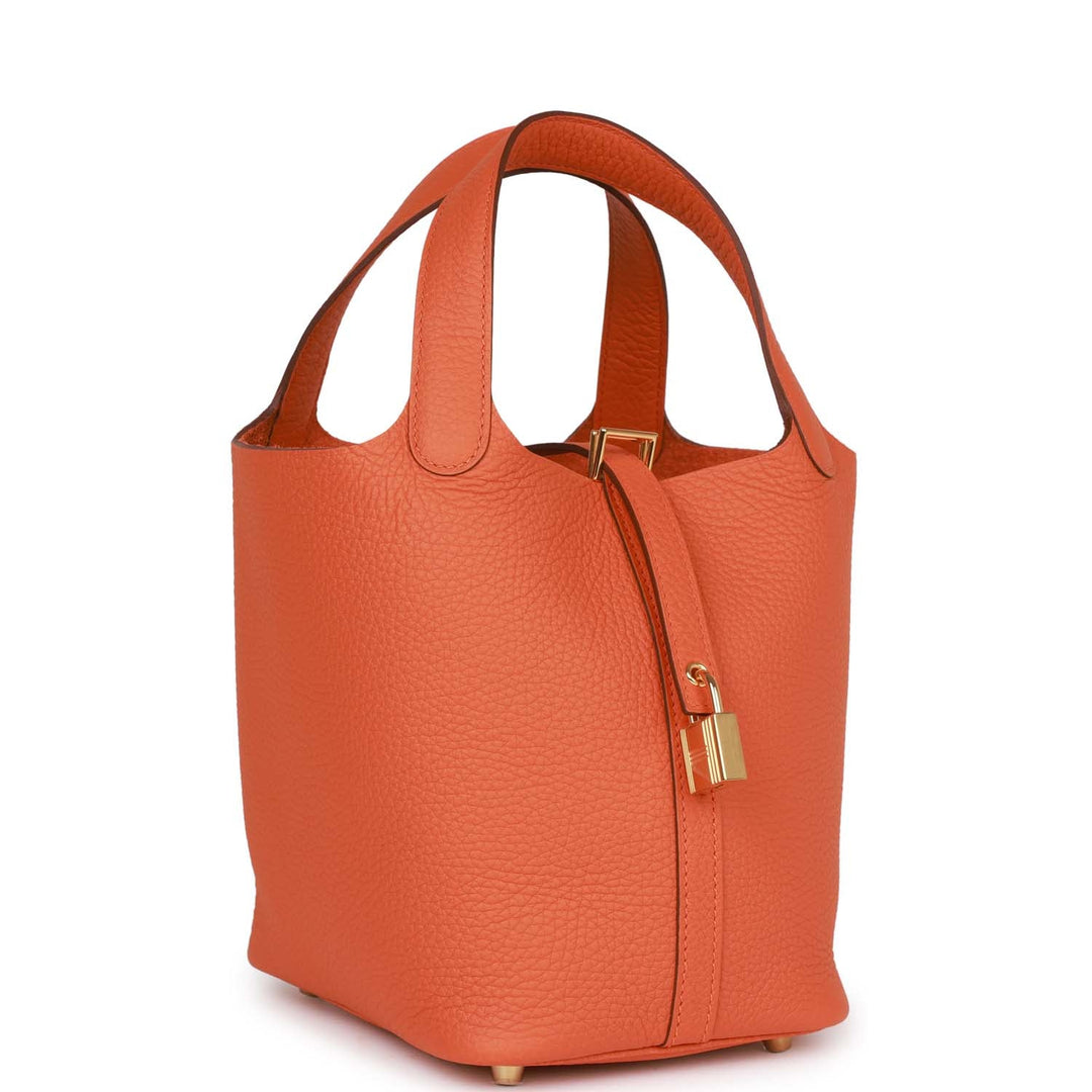 Top quality Hermes Picotin Lock 18 Orange Clemence Gold Hardware
