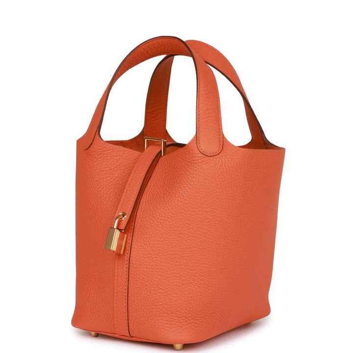 Top quality Hermes Picotin Lock 18 Orange Clemence Gold Hardware