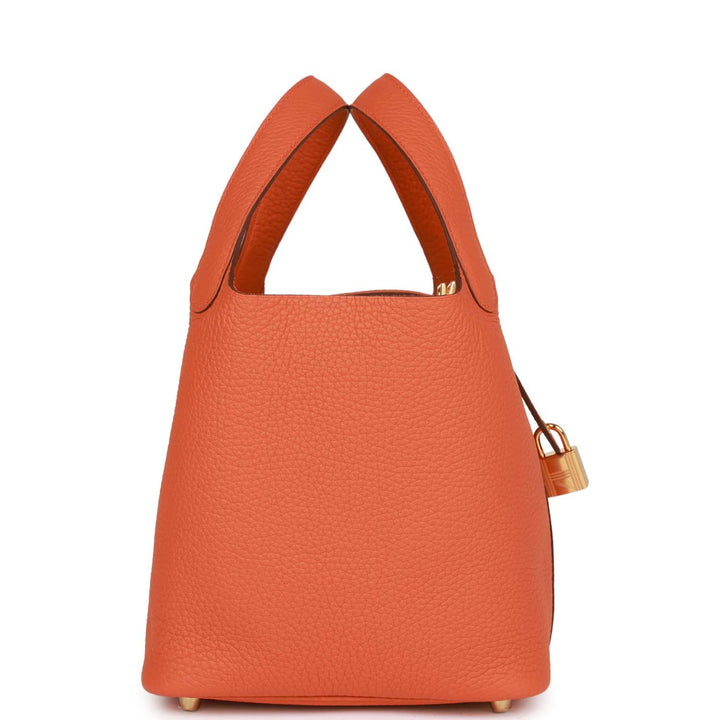Top quality Hermes Picotin Lock 18 Orange Clemence Gold Hardware