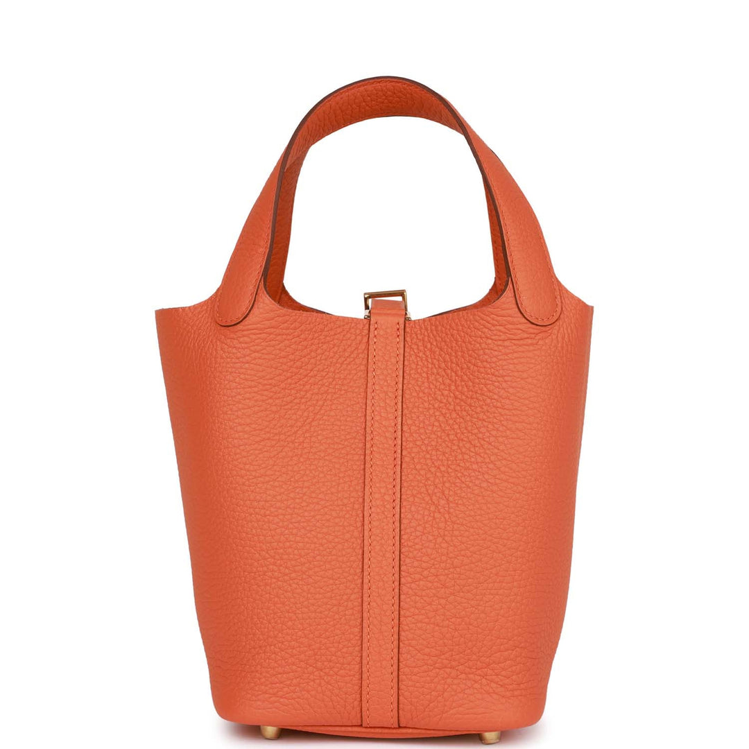 Top quality Hermes Picotin Lock 18 Orange Clemence Gold Hardware