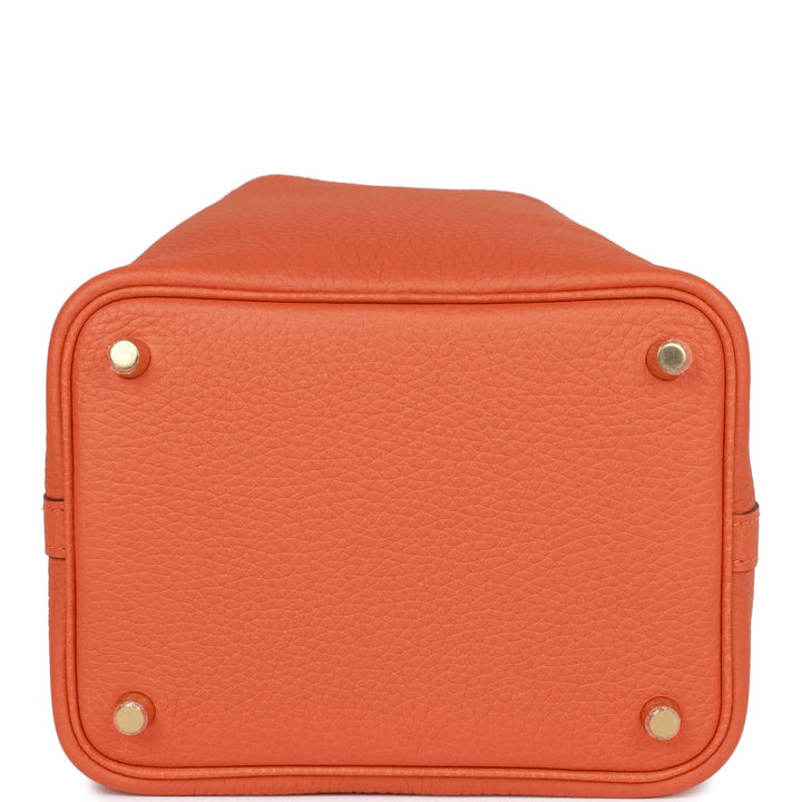 Top quality Hermes Picotin Lock 18 Orange Clemence Gold Hardware