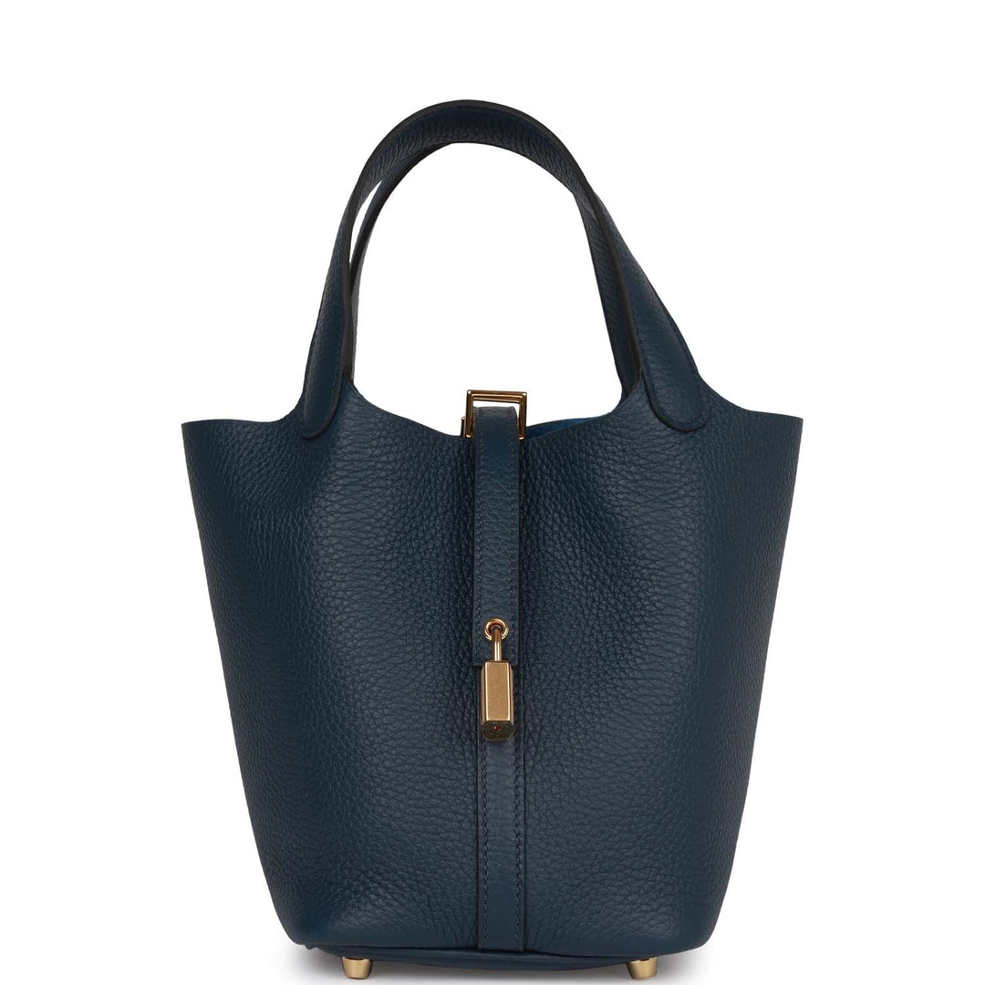 Top quality Hermes Picotin Lock 18 Bleu De Prusse Gold Hardware
