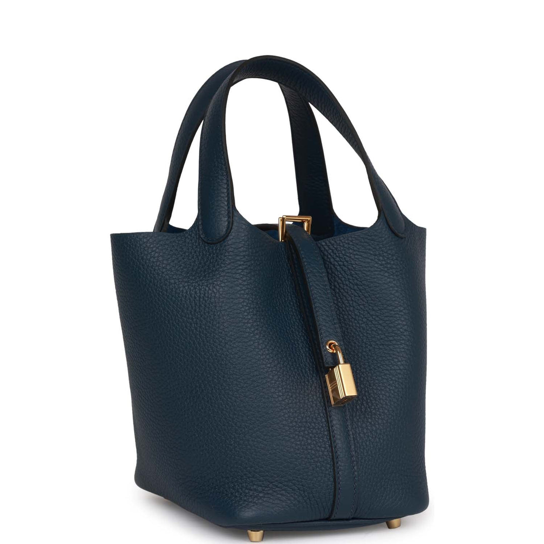 Top quality Hermes Picotin Lock 18 Bleu De Prusse Gold Hardware