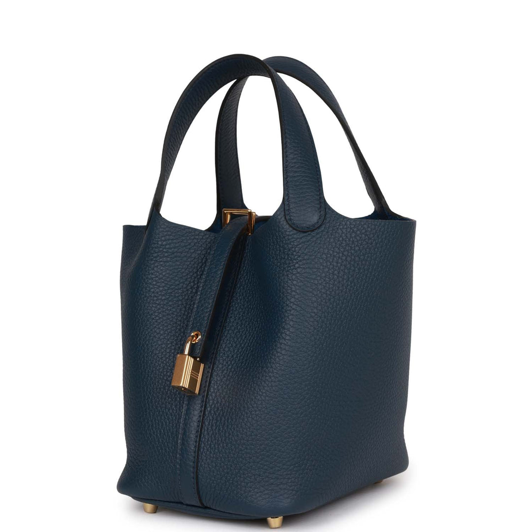 Top quality Hermes Picotin Lock 18 Bleu De Prusse Gold Hardware