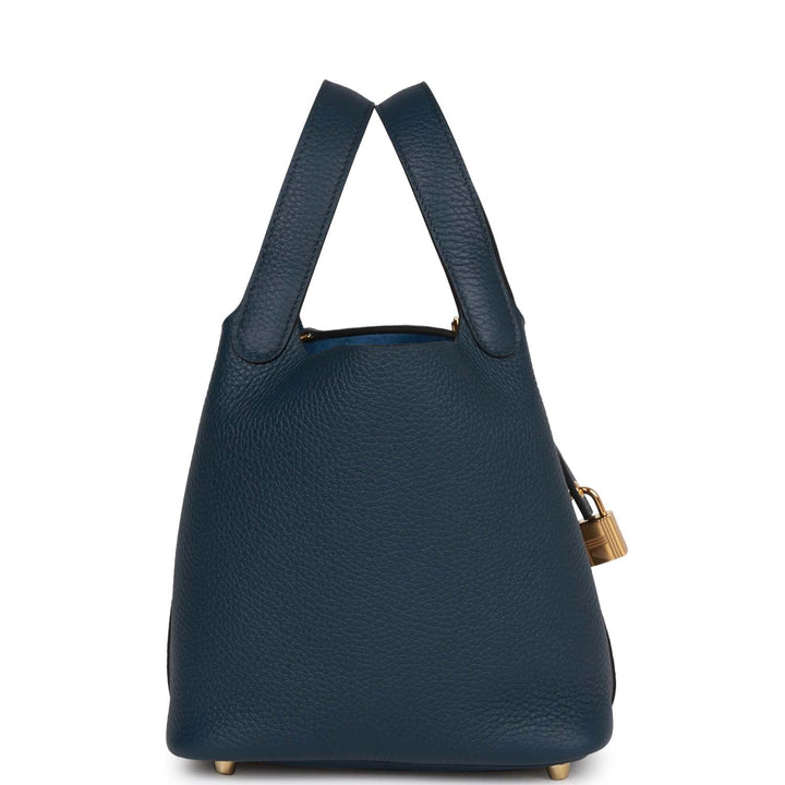 Top quality Hermes Picotin Lock 18 Bleu De Prusse Gold Hardware