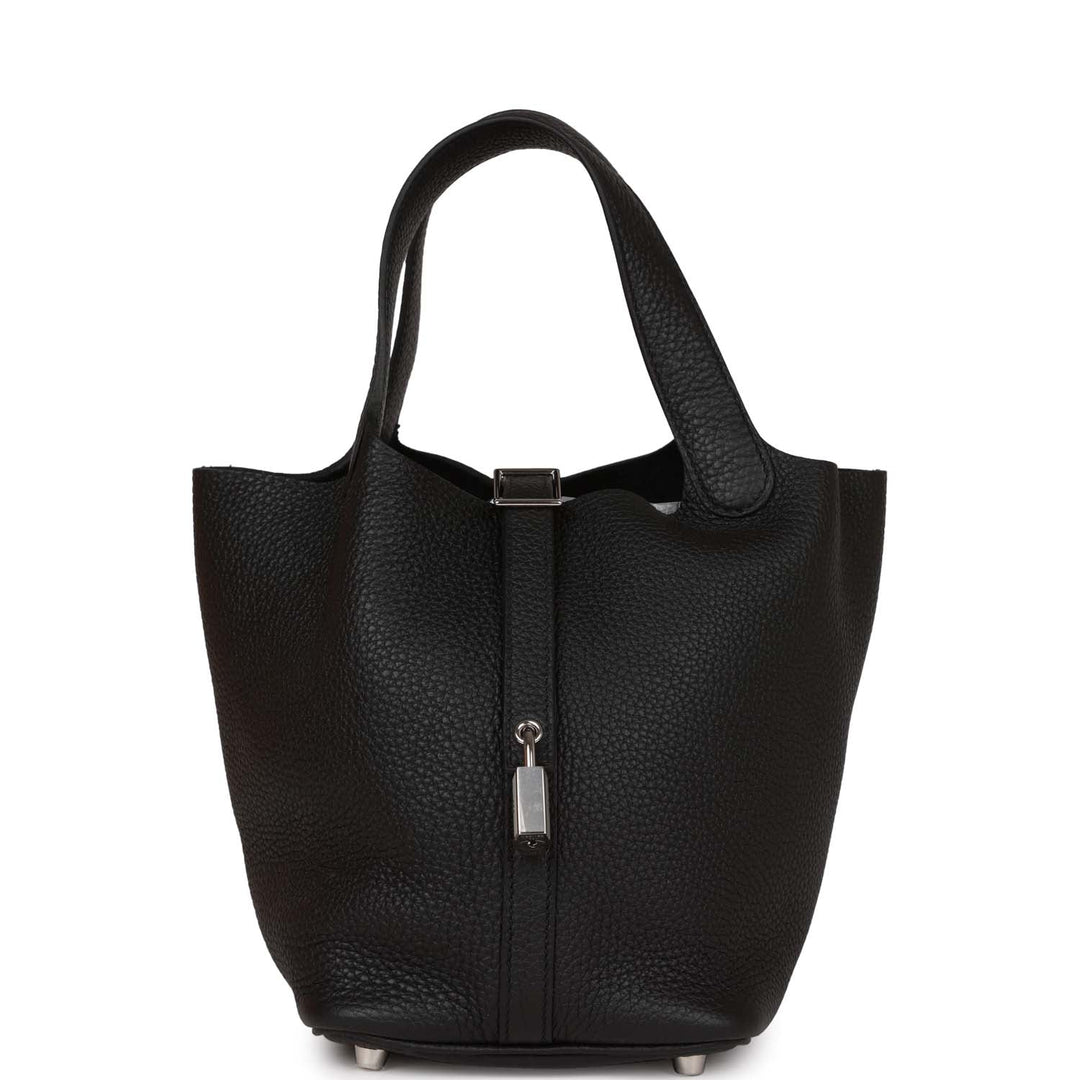 Top quality Hermes Picotin Lock 18 Black Clemence Palladium Hardware