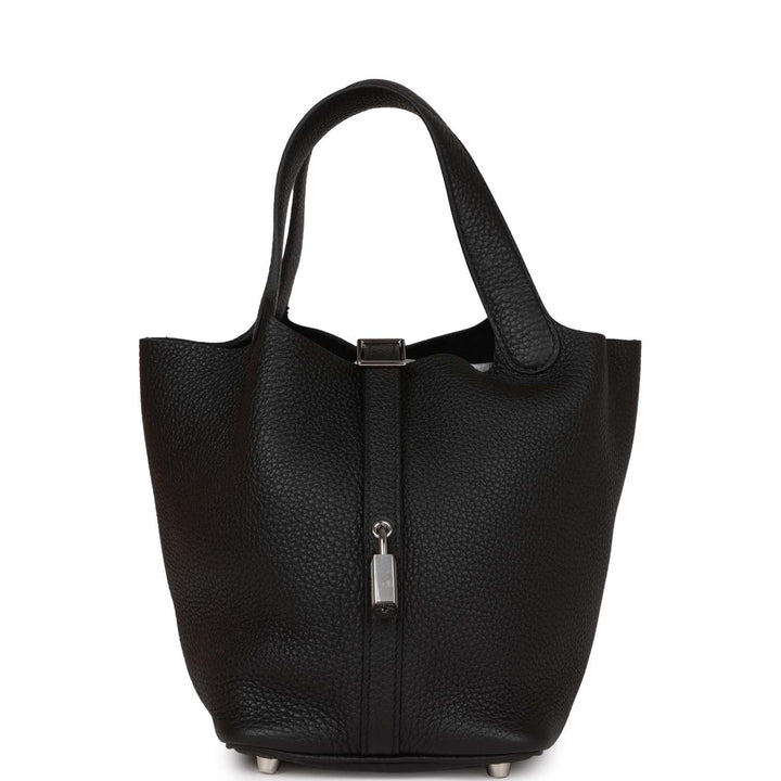 Top quality Hermes Picotin Lock 18 Black Clemence Palladium Hardware