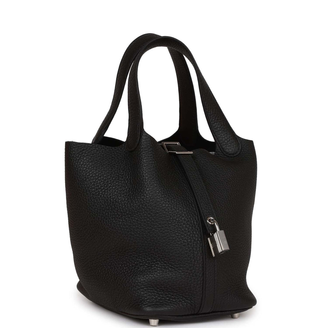 Top quality Hermes Picotin Lock 18 Black Clemence Palladium Hardware