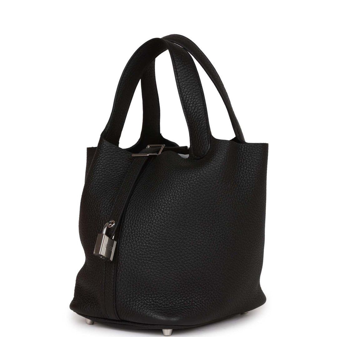 Top quality Hermes Picotin Lock 18 Black Clemence Palladium Hardware