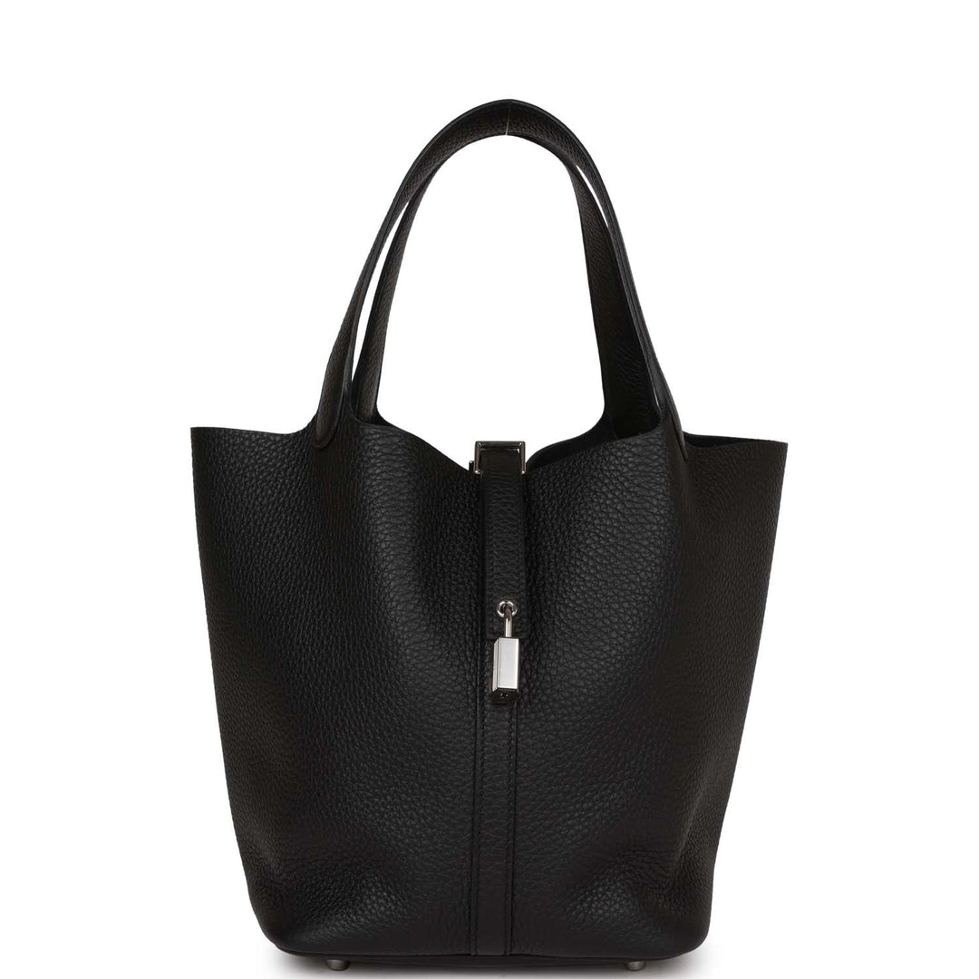 Top quality Hermes Picotin Lock 22 Black Clemence Palladium Hardware