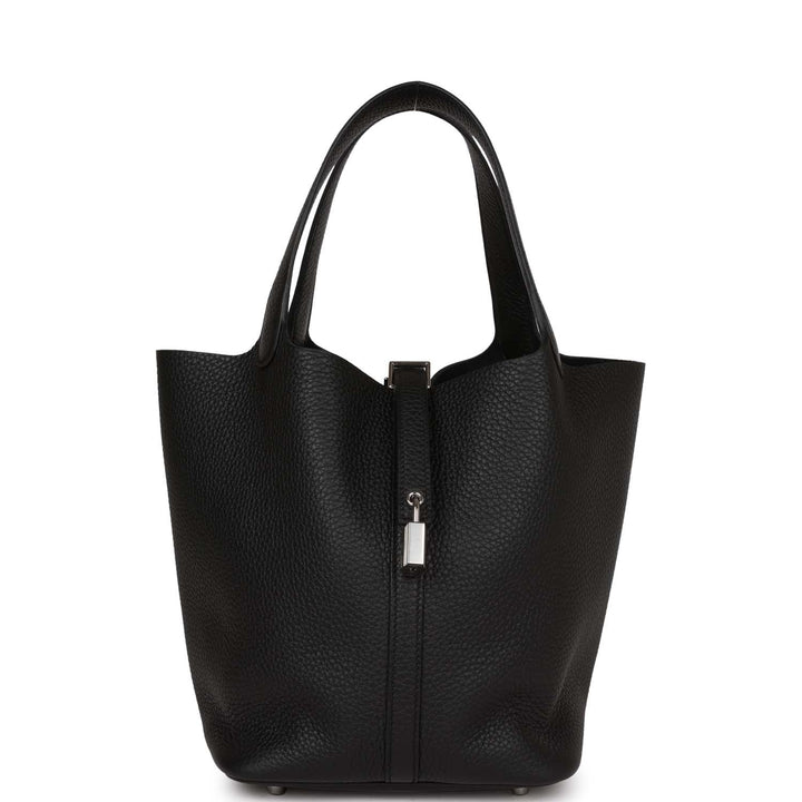 Top quality Hermes Picotin Lock 22 Black Clemence Palladium Hardware