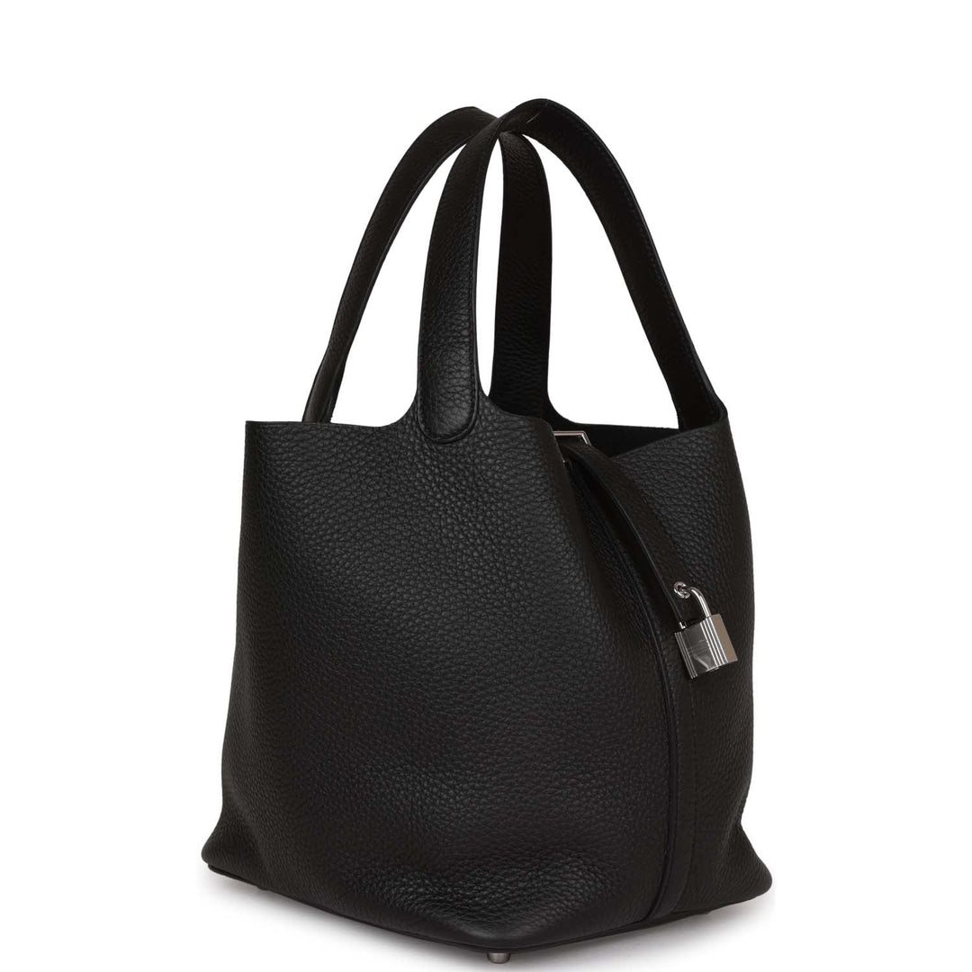 Top quality Hermes Picotin Lock 22 Black Clemence Palladium Hardware