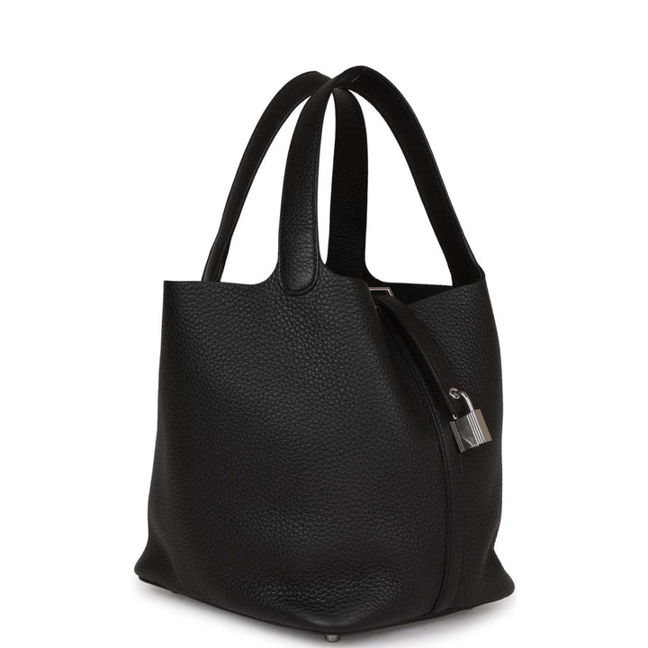 Top quality Hermes Picotin Lock 22 Black Clemence Palladium Hardware