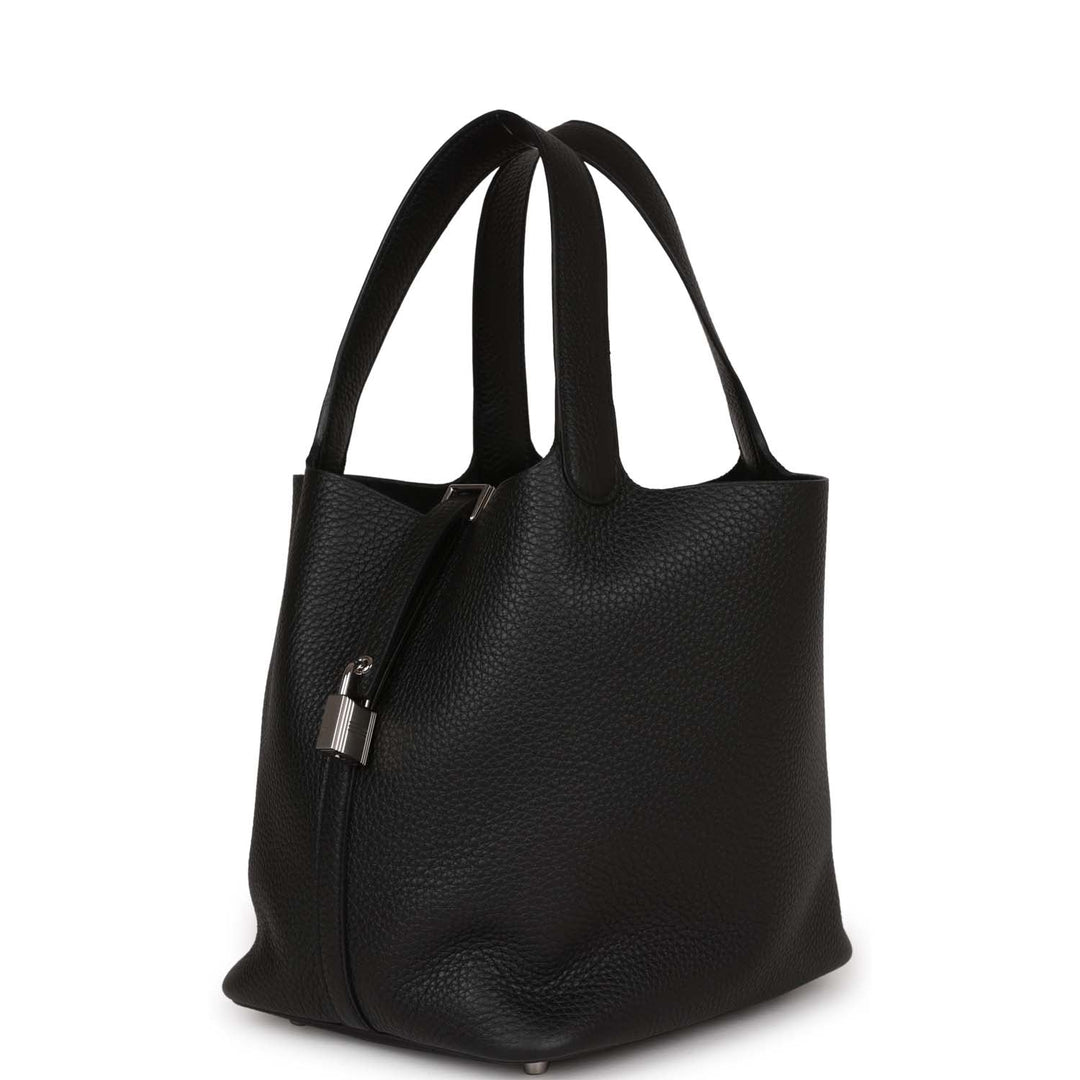Top quality Hermes Picotin Lock 22 Black Clemence Palladium Hardware